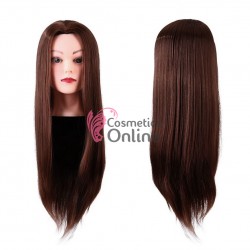 Cap de practica din par sintetic Castaniu Inchis  + Suport, lungime par 70 cm - 2925